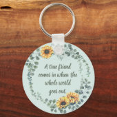 Ein echter Friend Zitat Farbe Blumenrahmen Schlüsselanhänger (Vorderseite)