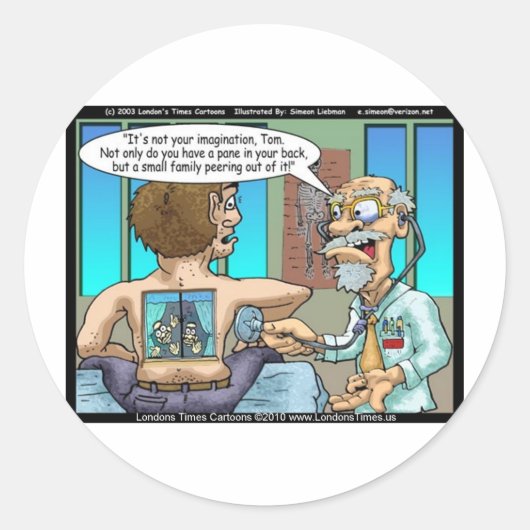 Ein echter Rückenschmerz Funny T-Shirts Tasse & Ge Runder Aufkleber (Vorderseite)