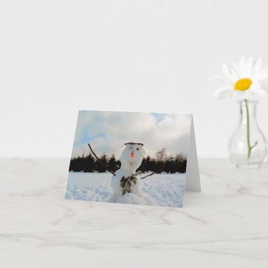 Ein echter Schneemann und ein Winterlandschaft Fot Karte (Kleines Gewächs)