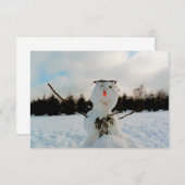Ein echter Schneemann und ein winterliches Foto Dankeskarte (Vorne/Hinten)