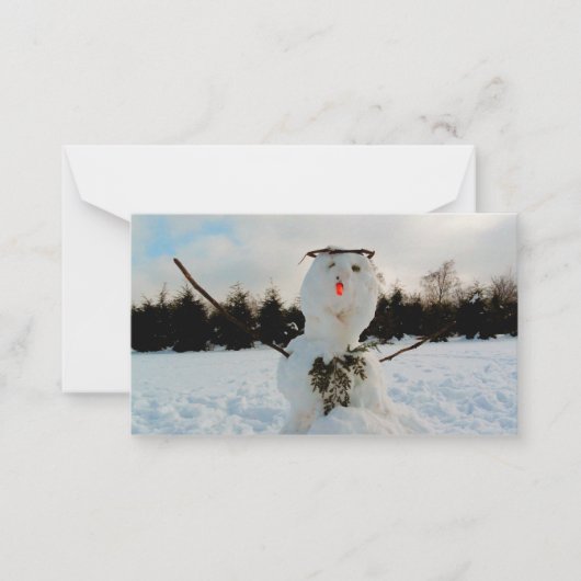 Ein echter Schneemann und ein winterliches Foto Mitteilungskarte (Vorderseite)