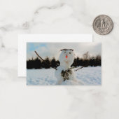 Ein echter Schneemann und ein winterliches Foto Mitteilungskarte (Vorderseite/Rückseite Beispiel)