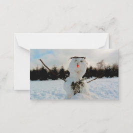 Ein echter Schneemann und ein winterliches Foto Mitteilungskarte