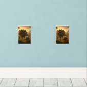 Ein edler, erwachsener Stegosaurus, der seine jung Bilderwand Sets (Holzboden)