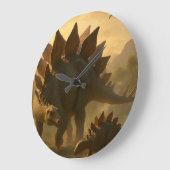 Ein edler, erwachsener Stegosaurus, der seine jung Große Wanduhr (Winkel)