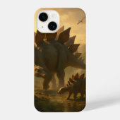 Ein edler, erwachsener Stegosaurus, der seine jung iPhone Hülle (Rückseite)