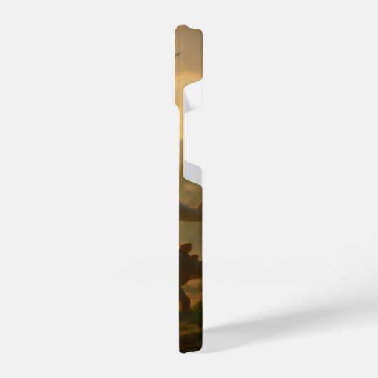 Ein edler, erwachsener Stegosaurus, der seine jung iPhone Hülle (Linke Seite)