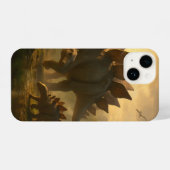 Ein edler, erwachsener Stegosaurus, der seine jung iPhone Hülle (Rückseite (Horizontal))