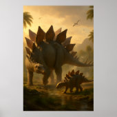 Ein edler, erwachsener Stegosaurus, der seine jung Poster (Vorne)
