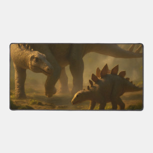 Ein edler, erwachsener Stegosaurus, der seine jung Schreibtischunterlage
