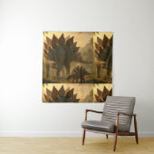 Ein edler, erwachsener Stegosaurus, der seine jung Wandteppich (Beispiel)