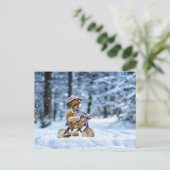 Ein Eichelfen fährt im Winter mit dem Fahrrad zur  Postkarte (Stehend Vorderseite)