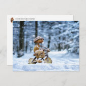 Ein Eichelfen fährt im Winter mit dem Fahrrad zur  Postkarte (Vorne/Hinten)