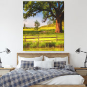 Ein Eichenbaum unter der Sonnenmauer Leinwanddruck (Insitu (Schlafzimmer))