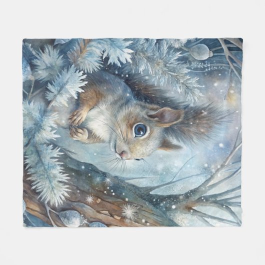Ein Eichhörnchen im Winter Fleecedecke (Vorderseite (Horizontal))