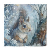 Ein Eichhörnchen im Winter Fliese (Vorderseite)
