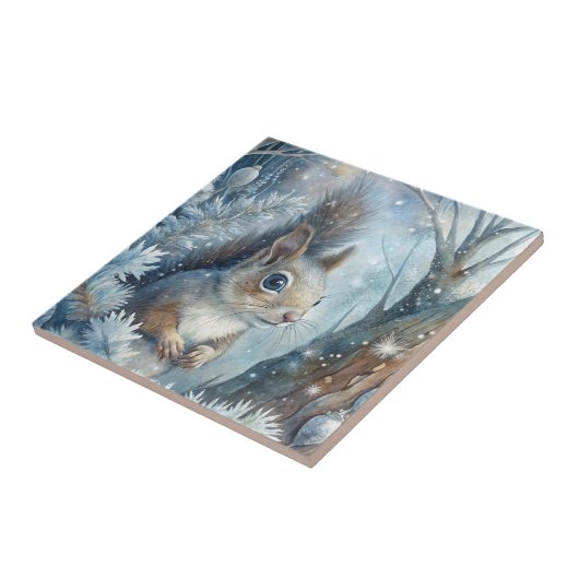 Ein Eichhörnchen im Winter Fliese (Seite)