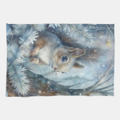 Ein Eichhörnchen im Winter Geschirrtuch (Horizontal)