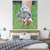 Ein Eichhörnchen in der Hand einer Frau Leinwanddruck (Insitu (Schlafzimmer))