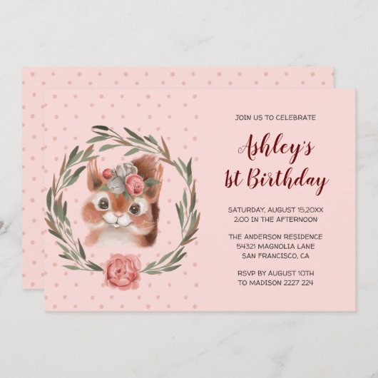 Ein Eichhörnchen in einer Blume Einladung (Vorne/Hinten)