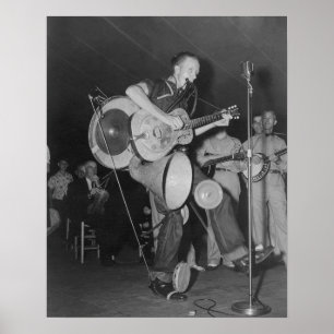 Ein Ein-Mann-Orchester, 1938. Vintage-Foto Poster