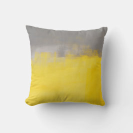 "Ein einfaches abstraktes" graues und gelbes Kissen