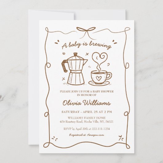 Ein einfaches Baby ist die Kaffeemaschine. Einladung (Vorderseite)
