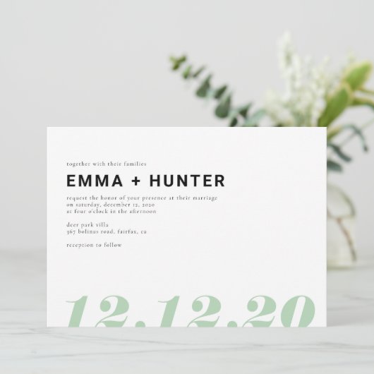 Ein einfaches Datum Einladung (Stehend Vorderseite)