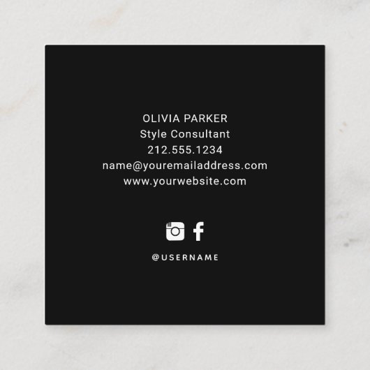 Ein einfaches Hallo | Fett und moderne Typografie Quadratische Visitenkarte (Rückseite)