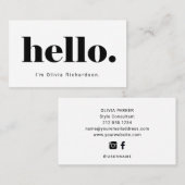 Ein einfaches Hallo| Kühne und moderne Typografie Visitenkarte (Vorne/Hinten)