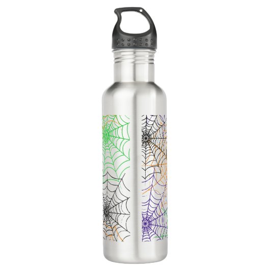 Ein einfaches Halloween-Webmuster Edelstahlflasche (Rückseite)