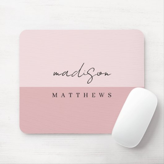 Ein einfaches, individuelles Monogramm Blush Pink Mousepad (Mit Mouse)