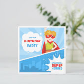 Ein einfaches Kind in der Blank Superhelden zum Ge Einladung (Stehend Vorderseite)