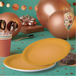 Ein einfaches, rundes, braun-oranges Papiertablett Pappteller
