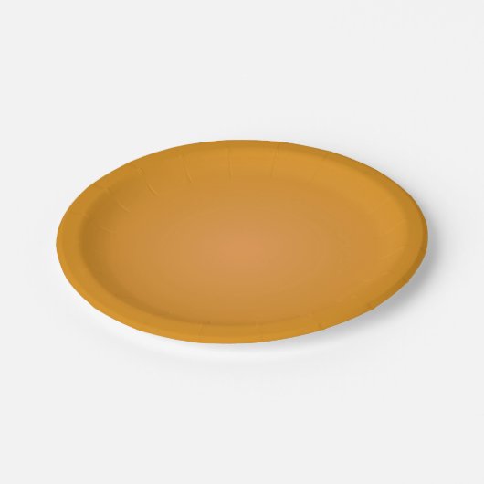 Ein einfaches, rundes, braun-oranges Papiertablett Pappteller (Schrägansicht)