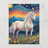Ein Einhorn in der Starry Night Postkarte (Vorderseite)