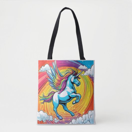 Ein Einhorn mit Regenbogen Tasche (Vorderseite)