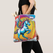 Ein Einhorn mit Regenbogen Tasche (Von Nahem)