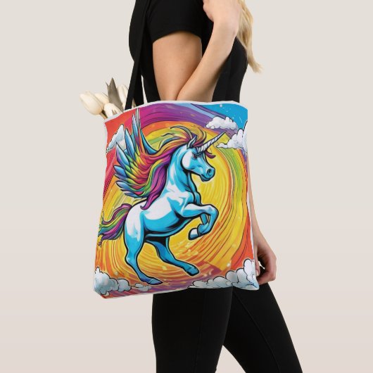 Ein Einhorn mit Regenbogen Tasche (Von Nahem)