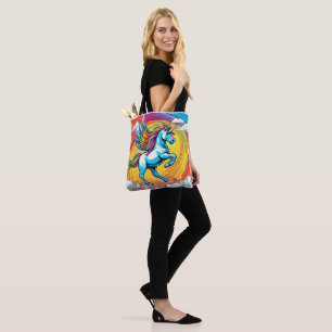 Ein Einhorn mit Regenbogen Tasche