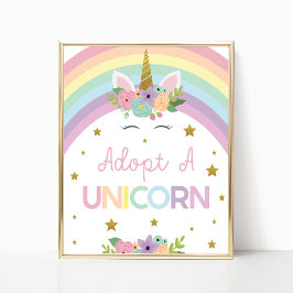 Ein Einhorn-Rainbows-Geburtstagsparty-Zeichen adop Poster