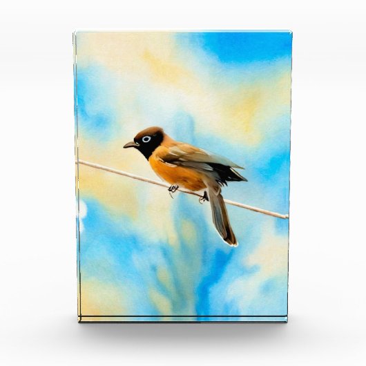 Ein einsamer bunter Vogel Fotoblock (Vorderseite)