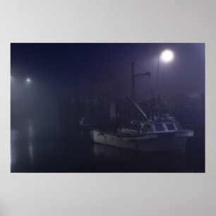 Ein einsamer Harbour Night Fine Art Print Poster