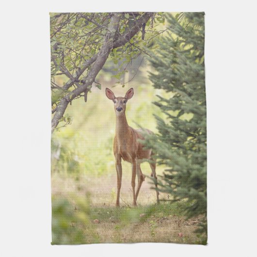 Ein einsamer Hirsch Geschirrtuch (Vertikal)