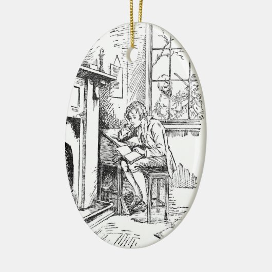 Ein einsamer Junge Keramikornament (Links)