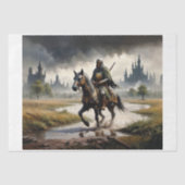 Ein einsamer mittelalterlicher Ritter und sein Pfe Seidenpapier (Vorderseite)