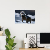 Ein einsamer Wolf auf der Jagd Poster (Heimbüro)