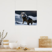 Ein einsamer Wolf auf der Jagd Poster (Küche)