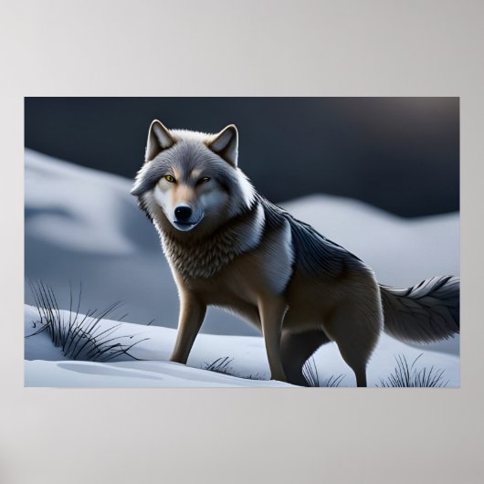 Ein einsamer Wolf auf der Jagd Poster (Vorne)