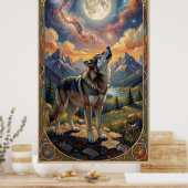 Ein einsamer Wolf heult den Mond an Poster (Küche)